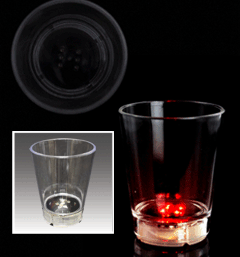 FLASHING  RED  (DICE-ON-BOTTOM)  SHOT  GLASS