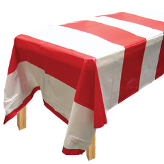 RED & WHITE STRIPE TABLE COVER